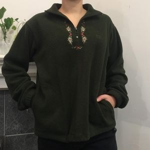 🍬 3/$30 Olive Green 1/4 zip Embroidered Sweater